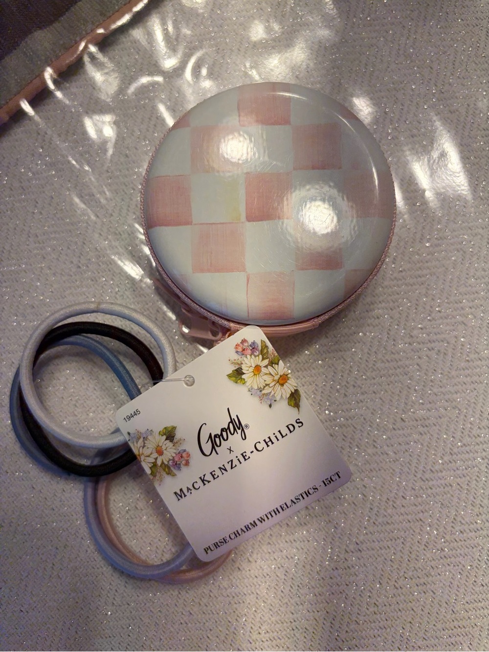 NWT MacKenzie-Childs Pink and White Checkered Wet Brush and accessories Bundle - Picture 4 of 4